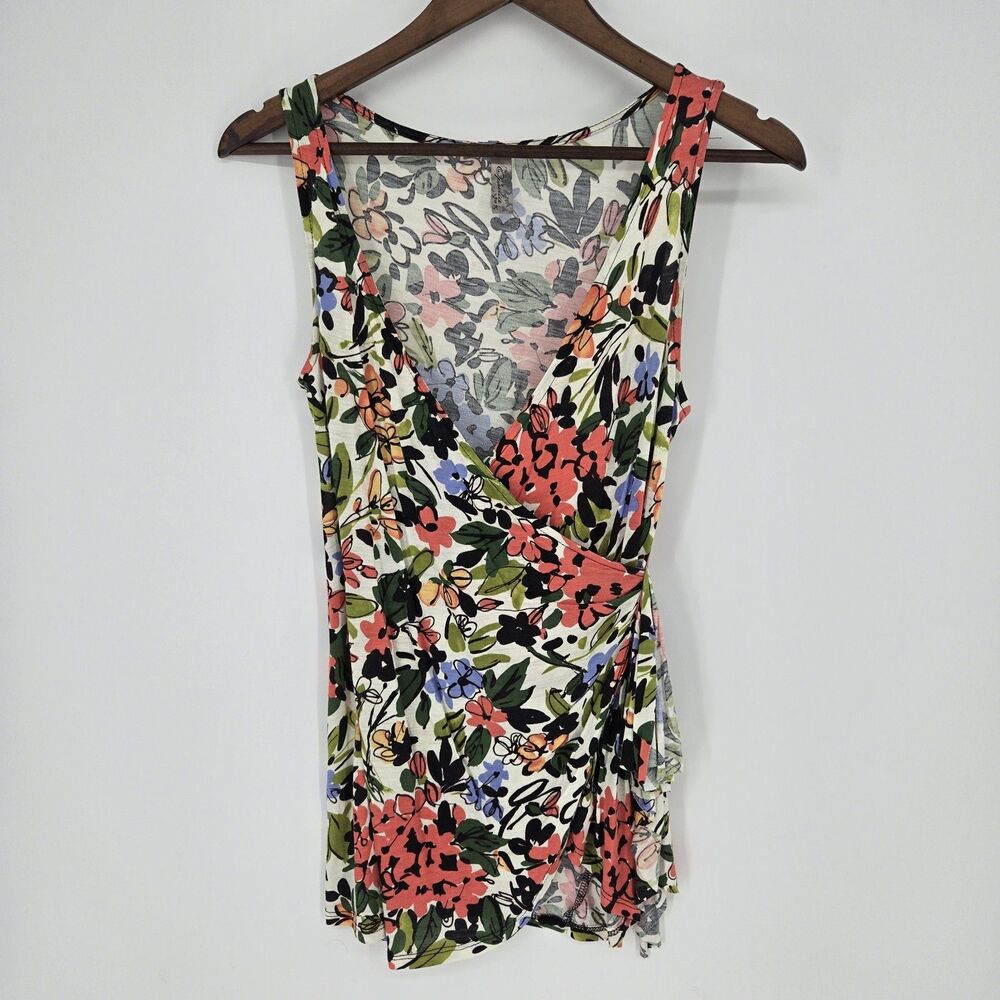 Ophelia Faux Wrap Sleeveless Floral Blouse Resort Wear Small